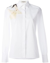 Camicia di seta stampata bianca di Valentino