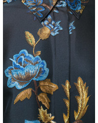 Camicia di seta stampata blu scuro di Alberta Ferretti