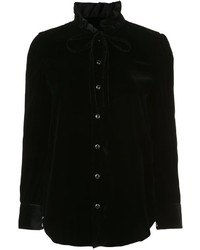 Camicia di velluto nera di Saint Laurent