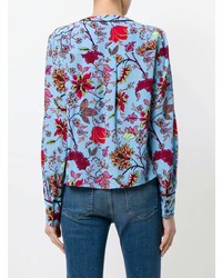 Camicia elegante a fiori azzurra di Dvf Diane Von Furstenberg
