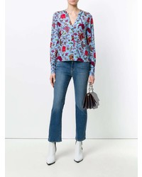 Camicia elegante a fiori azzurra di Dvf Diane Von Furstenberg