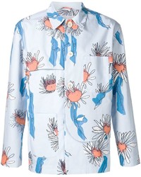 Camicia elegante a fiori azzurra di Julien David