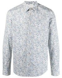 Camicia elegante a fiori bianca e blu di Paul Smith