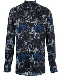 Camicia elegante a fiori blu scuro di Karl Lagerfeld