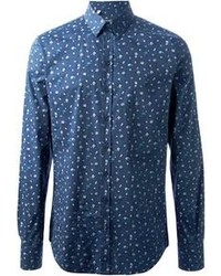 Camicia elegante a fiori blu di Dolce & Gabbana