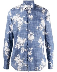 Camicia elegante a fiori blu di Xacus