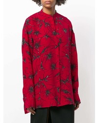 Camicia elegante a fiori bordeaux di Haider Ackermann
