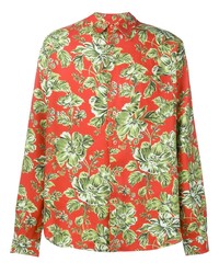 Camicia elegante a fiori rossa