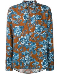 Camicia elegante a fiori terracotta