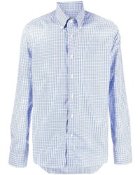 Camicia elegante a quadretti bianca e blu di Canali