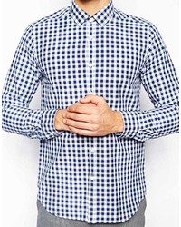 Camicia elegante a quadretti blu scuro e bianca di Asos