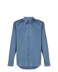 Camicia elegante a quadretti blu di Prada