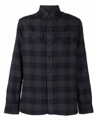 Camicia elegante a quadretti grigio scuro di Tom Ford