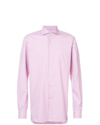 Camicia elegante a quadri rosa di Kiton