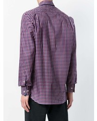 Camicia elegante a quadri viola melanzana di Paul & Shark