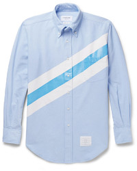 Camicia elegante a righe orizzontali azzurra