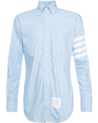 Camicia elegante a righe orizzontali azzurra di Thom Browne