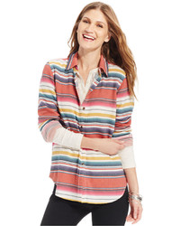 Camicia elegante a righe orizzontali multicolore