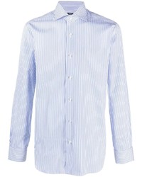 Camicia elegante a righe verticali azzurra di Barba