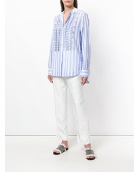 Camicia elegante a righe verticali azzurra di Ermanno Scervino