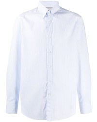 Camicia elegante a righe verticali azzurra di Brunello Cucinelli