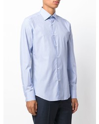 Camicia elegante a righe verticali azzurra di Fashion Clinic Timeless