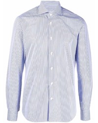 Camicia elegante a righe verticali azzurra di Kiton