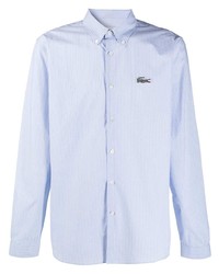 Camicia elegante a righe verticali azzurra di Lacoste