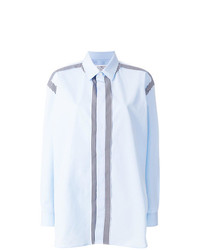 Camicia elegante a righe verticali azzurra di Maison Margiela