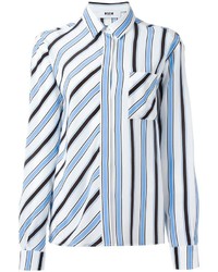 Camicia elegante a righe verticali azzurra di MSGM