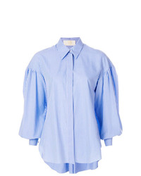 Camicia elegante a righe verticali azzurra di Sara Battaglia