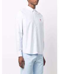 Camicia elegante a righe verticali azzurra di Ami Paris