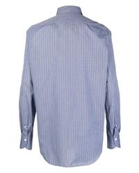 Camicia elegante a righe verticali azzurra di Finamore 1925 Napoli