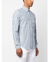 Camicia elegante a righe verticali azzurra di Aspesi
