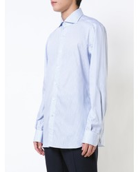 Camicia elegante a righe verticali azzurra di Isaia
