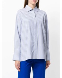 Camicia elegante a righe verticali azzurra di Alberto Biani