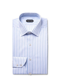 Camicia elegante a righe verticali azzurra di Tom Ford