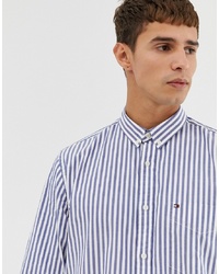 Camicia elegante a righe verticali azzurra di Tommy Hilfiger