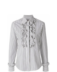 Camicia elegante a righe verticali bianca e blu scuro di Alexa Chung
