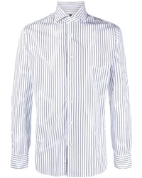 Camicia elegante a righe verticali bianca e blu scuro di Barba