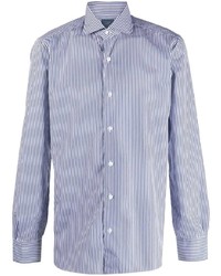 Camicia elegante a righe verticali bianca e blu scuro di Barba