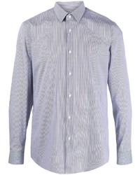 Camicia elegante a righe verticali bianca e blu scuro di BOSS