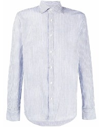Camicia elegante a righe verticali bianca e blu scuro di Deperlu