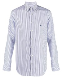 Camicia elegante a righe verticali bianca e blu scuro di Etro