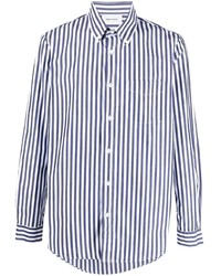 Camicia elegante a righe verticali bianca e blu scuro di Harmony Paris