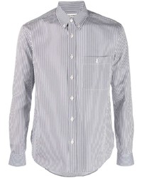 Camicia elegante a righe verticali bianca e blu scuro di Saint Laurent