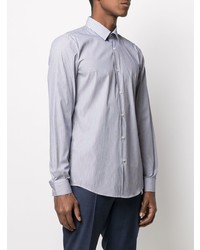 Camicia elegante a righe verticali bianca e blu scuro di BOSS