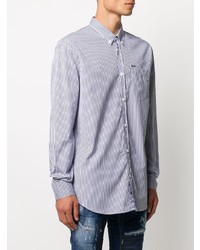 Camicia elegante a righe verticali bianca e blu scuro di DSQUARED2