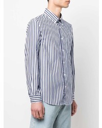 Camicia elegante a righe verticali bianca e blu scuro di Harmony Paris