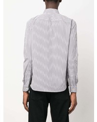 Camicia elegante a righe verticali bianca e blu scuro di Saint Laurent
